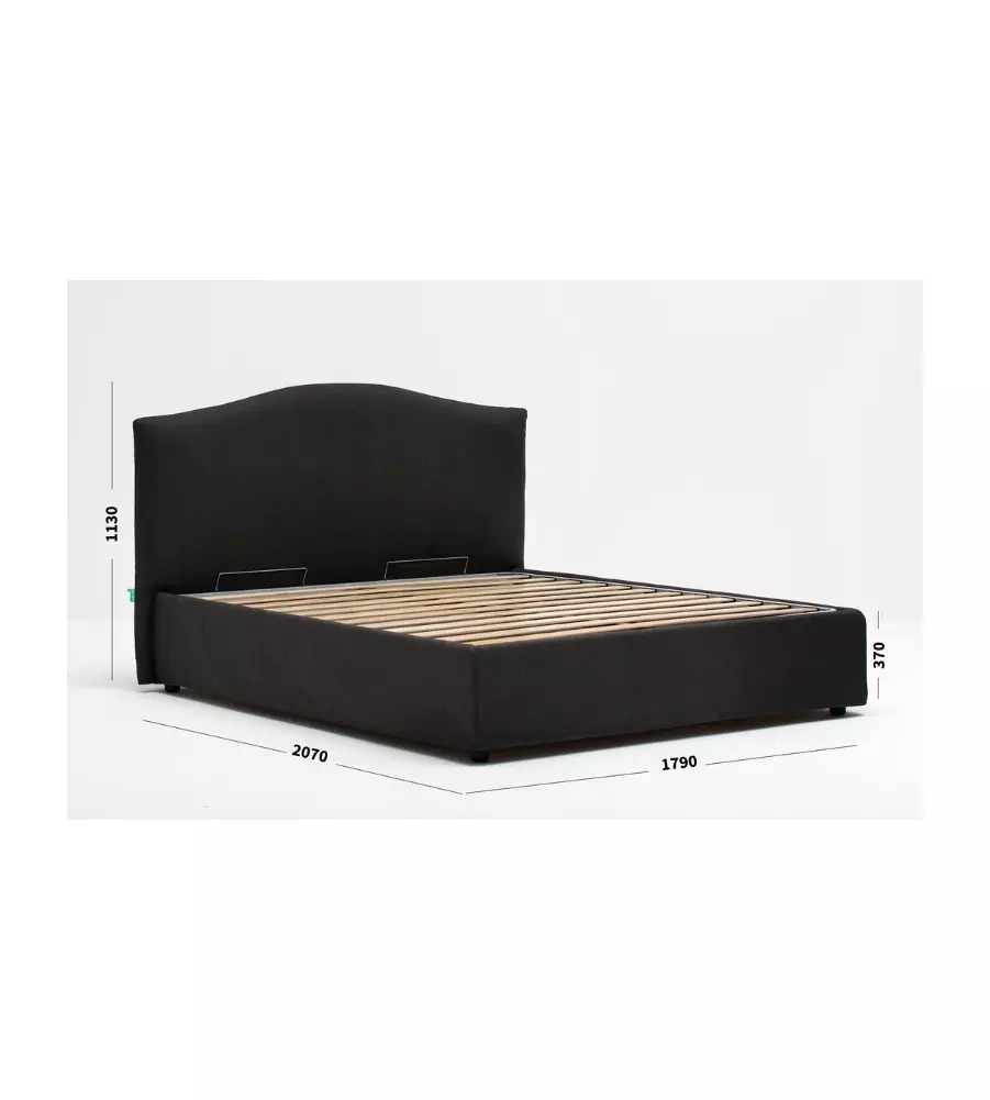 LETTO MATRIMONIALE CONTENITORE "HILL" ANTRACITE 160X190 CM